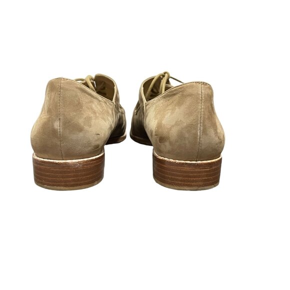 Stuart Weitzman Tan Suede Cutout Lace Up Oxfords Wingtips Size 11 Classic Preppy - Picture 5 of 7
